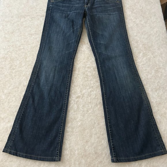 Hudson Women's Medium Wash Flare Jeans Whiskering 98% Cotton 2% Elastane Size 27 - Picture 2 of 7